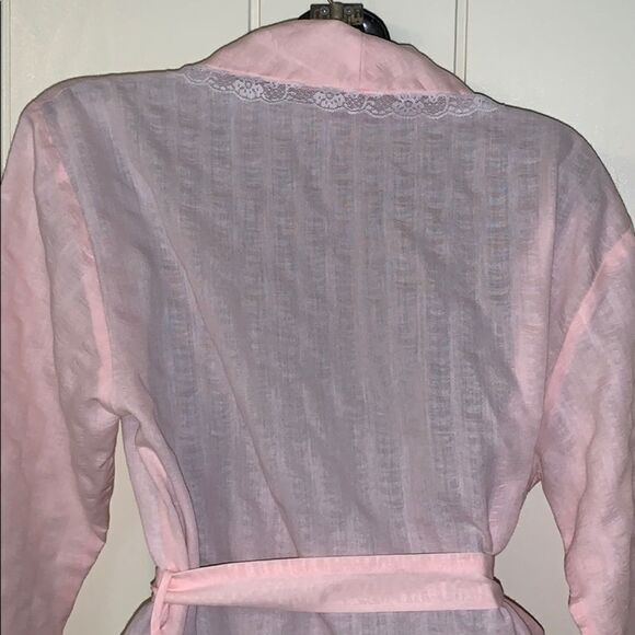 Vtg 80s/90s Cachet pink cotton/polyester robe - Picture 6 of 8